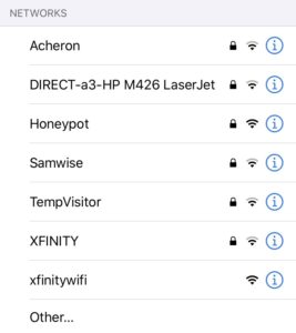 List of WiFi Networks